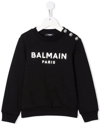 Balmain Kids' Logo-print Cotton Sweatshirt In Black