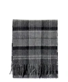 Barbour Tartan Check-pattern Fringed Scarf In Grey