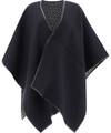 Ferragamo Reversible Wool Poncho In Black