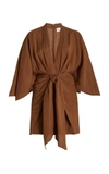 Significant Other Women's Lola Linen-blend Mini Wrap Dress In Brown