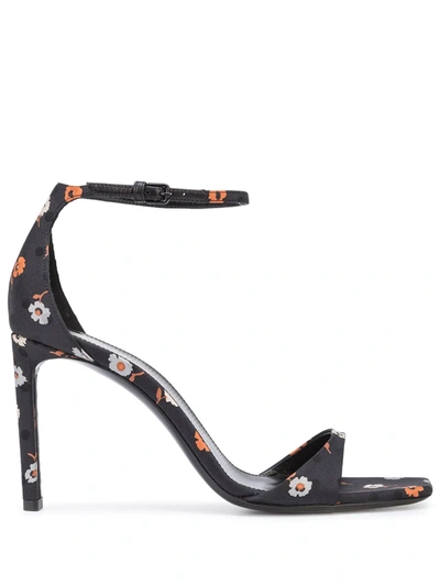 Saint Laurent Bea Ankle Strap Sandals In Nero Multicolor