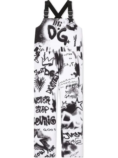 Dolce & Gabbana Kids' Graffiti-print Ski Trousers In Black