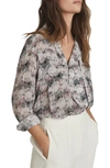 REISS MAGGIE ABSTRACT PRINT LONG SLEEVE BUTTON-UP BLOUSE