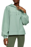Topshop Oversized Panel Hoodie In Green