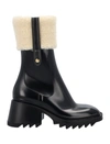 Chloé Women's Betty Shearling Cuff Rain Boots In Black