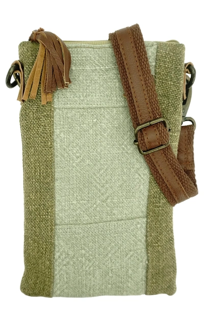 Vintage Addiction Two-tone Crossbody In Ash Grey/olive