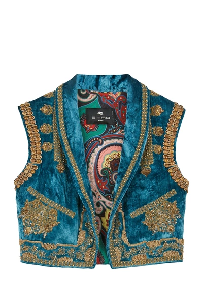 Etro Viscose Vest In Blue