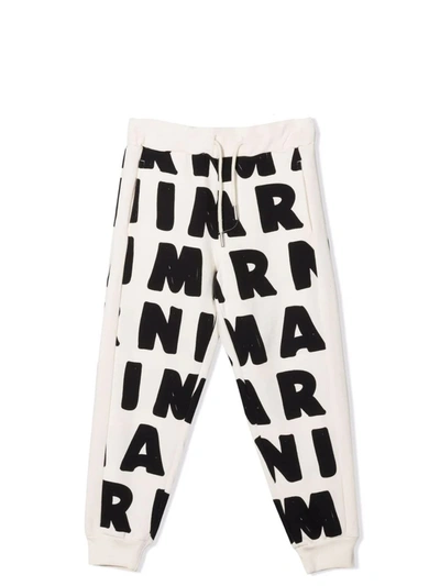Marni Ivory Sweatpant For Kids With Logos In White