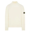 Stone Island Turtleneck Ribbed Wool Sweater In Neutral