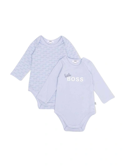 Hugo Boss Kids' Body Set With Print In Celeste