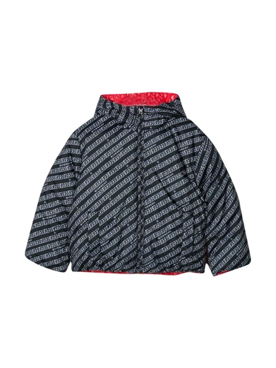 Givenchy Kids' Reversible Nylon Down Jacket With Allover Logo Print In Multicolor