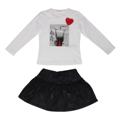 Liu •jo Kids' Polyester T-shirt In White / Black