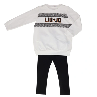 Liu •jo Kids' Cotton Sweatshirt In White / Black