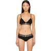 Versace Stretch Cotton Jersey Triangle Bra Top In Black