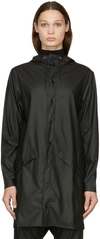 Rains Long Water-resistant Rain Jacket In Black