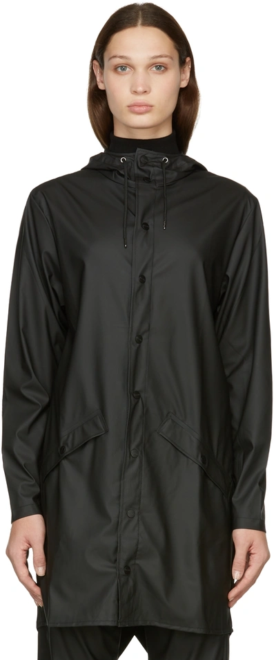 Rains Long Water-resistant Rain Jacket In Black