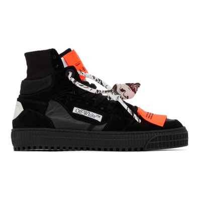 Off-white 3.0 Court Mixed Leather High-top Sneakers In Black