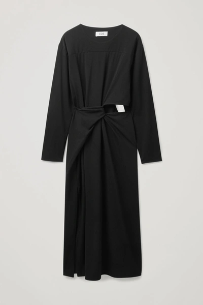 Cos Cut-out Midi Dress In Black