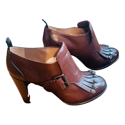 Pre-owned Maliparmi Leather Flats In Brown
