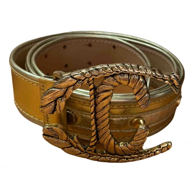 Pre-owned Just Cavalli Patent Leather Belt In Gold