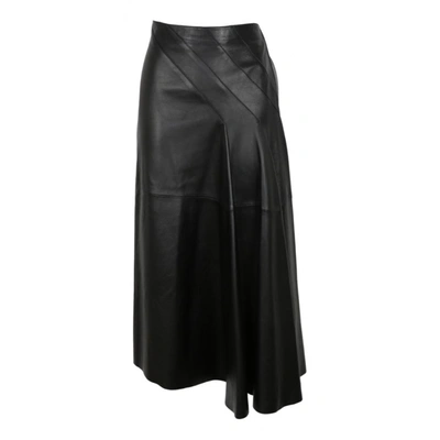 Pre-owned Dior Leather Maxi Skirt In Black