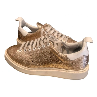 Pre-owned Golden Goose Starter Patent Leather Trainers In Gold
