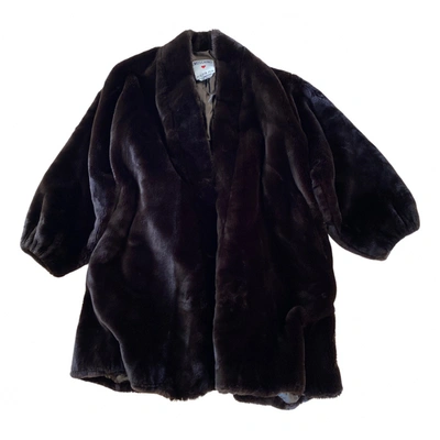 Pre-owned Moschino Faux Fur Coat In Brown
