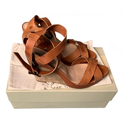 Pre-owned La Martina Leather Sandals In Camel