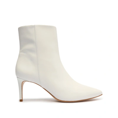 Schutz Mikki Mid Leather Pointed-toe Booties In White