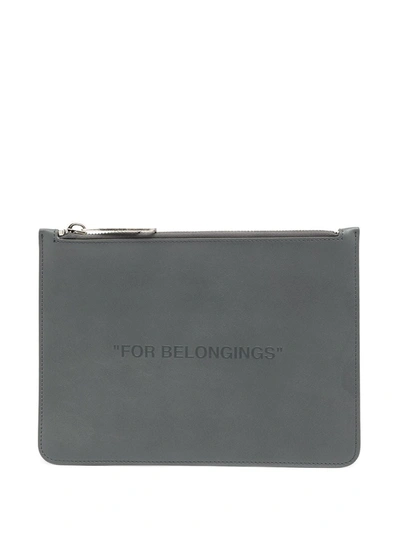 Off-white Quote-print Clutch Bag In Black
