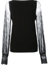 Plein Sud Sheer Lace Sleeve Blouse - Black In Black