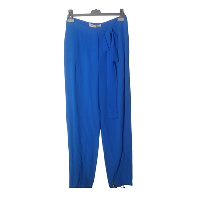 Pre-owned Marni Silk Trousers In Blue