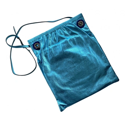 Pre-owned Ganni Leather Handbag In Blue