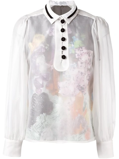 Carven Sheer Blouse With Floral Underlay In Multi