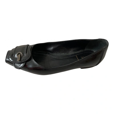 Pre-owned Fendi Patent Leather Ballet Flats In Black