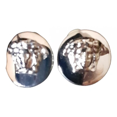 Pre-owned Versace Medusa Earrings In Silver