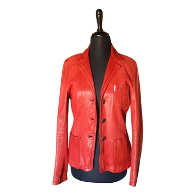 Pre-owned Calvin Klein Jeans Est.1978 Leather Jacket In Red
