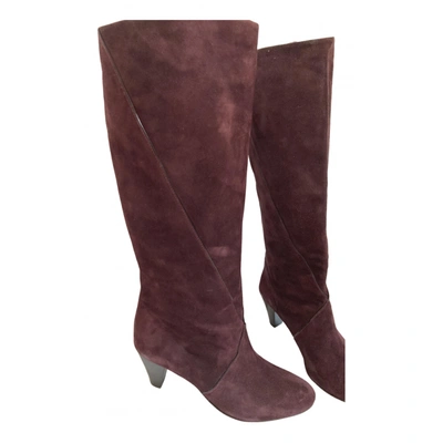 Pre-owned Maje Boots In Burgundy