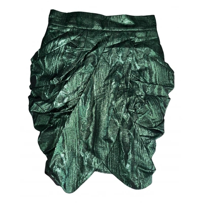 Pre-owned Balmain Silk Mini Skirt In Green