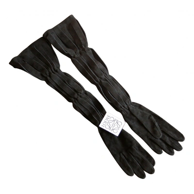 Pre-owned Loewe Long Gloves In Black