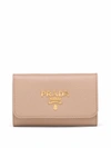 Prada Saffiano Leather Key Case In Neutrals