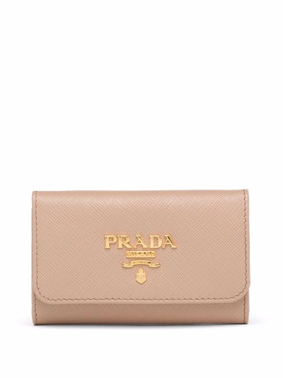 Prada Saffiano Leather Key Case In Pink
