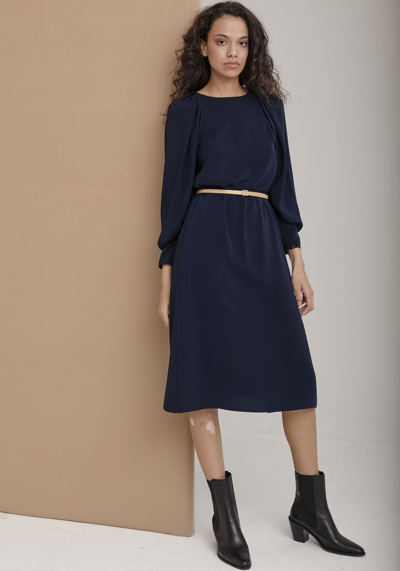 Paisie Midi Dress With Belt In Blue