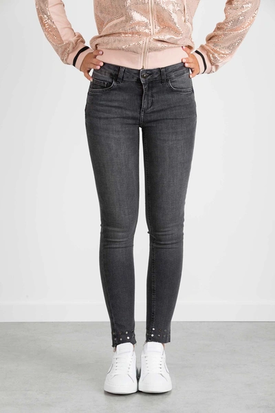Liu •jo Jeans Skinny With "ideal" Studs In Grey