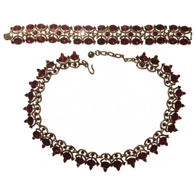 Pre-owned Trifari Crystal Jewellery Set In Red