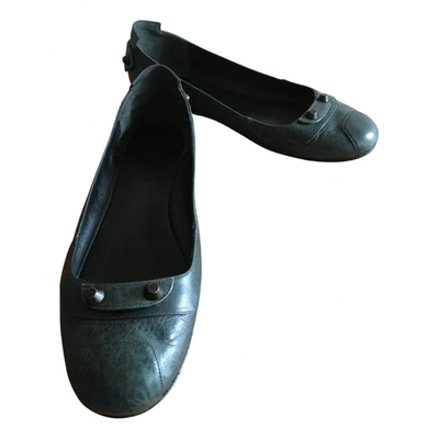 Pre-owned Balenciaga Leather Ballet Flats In Anthracite
