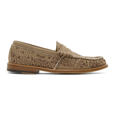 Rhude Bandana-print Low-heel Loafers In Brown
