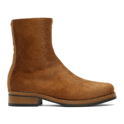 Our Legacy Brown Camion Textured Ankle Boots In Neutrals