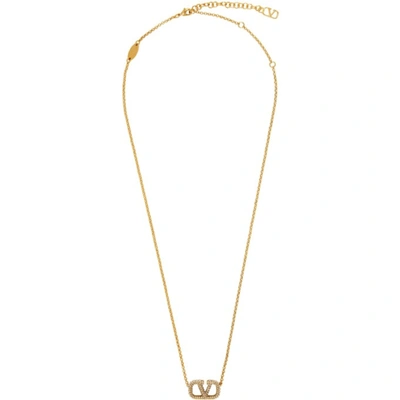 Valentino Garavani Vlogo Signature Crystal-embellished Necklace In Gold