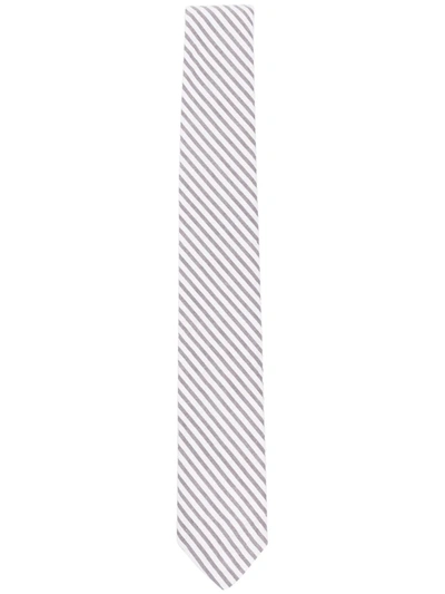 Thom Browne Kids' Striped Seersucker Tie In Grey